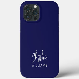 Etui iPhone 13 Pro Max Monogramme de signature écriture manuscrite bleue