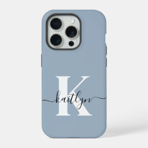 Monogramme élégant en bleu poussiéreux
