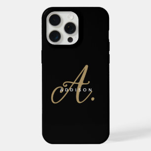 Monogramme élégant en écriture dorée noire