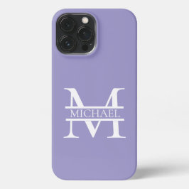 Etui iPhone 13 Pro Max Monogramme et nom Elegant Purple Personnalisé