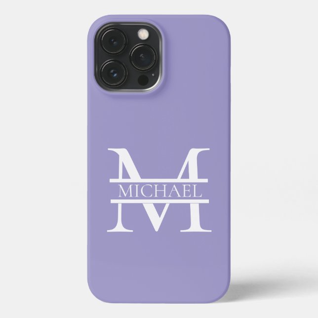 Coque iPhone Monogramme et nom Elegant Purple Personnalisé (Verso)