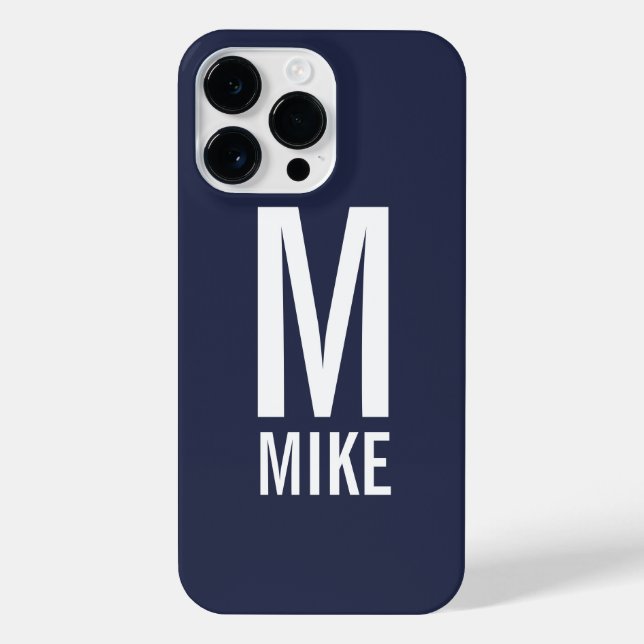 Coque iPhone Monogramme et nom personnalisés modernes (Verso)