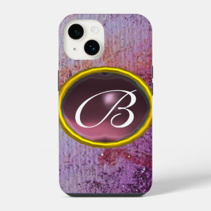 Coque Pour iPhone 14 MONOGRAMME GEMME ABSTRAIT violet