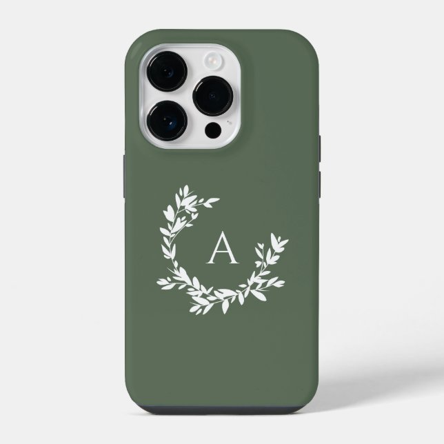 Coque iPhone Monogramme Initial Botanique Vert (Verso)