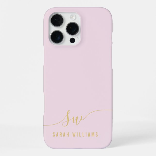 Coque iPhone Monogramme Initial Élégant en Or Rose  (Verso)