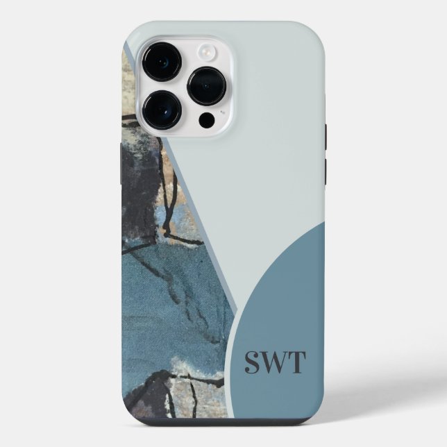 Coque iPhone Monogramme initial en gris Abstrait (Verso)