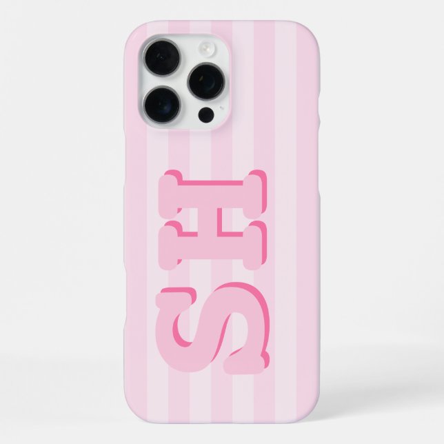 Coque iPhone Monogramme initial rose simple (Verso)