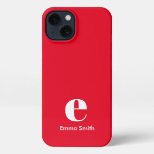 Etui iPhone 13 Monogramme initial rouge Simple moderne