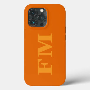 Etui iPhone 13 Pro Monogramme Initiales Minimal Gras Orange Jaune