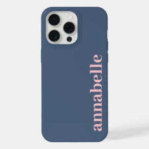 Monogramme latéral Nom Bleu & Rose Minimaliste