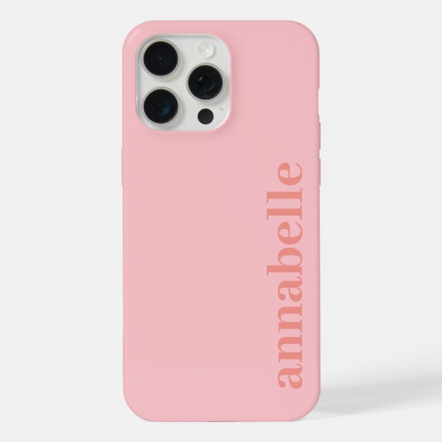 Coque iPhone Monogramme Latéral Nom Rose Minimaliste (Verso)