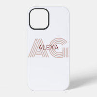 Monogramme moderne beige et vin