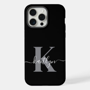 Monogramme moderne gris noir script