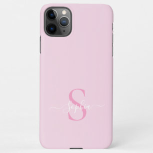 Coque iPhone 11Pro Max Monogramme moderne rose fille élégant Nom de scrip
