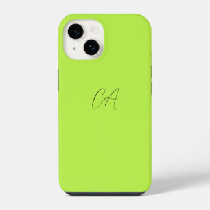 Coque Pour iPhone 14 Monogramme Moderne Vert Citron