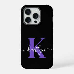 Monogramme Moderne Violet Noir Script