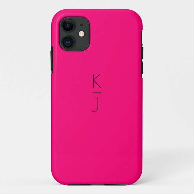 Coque iphone Monogramme modifiable rose bonbon (Dos)