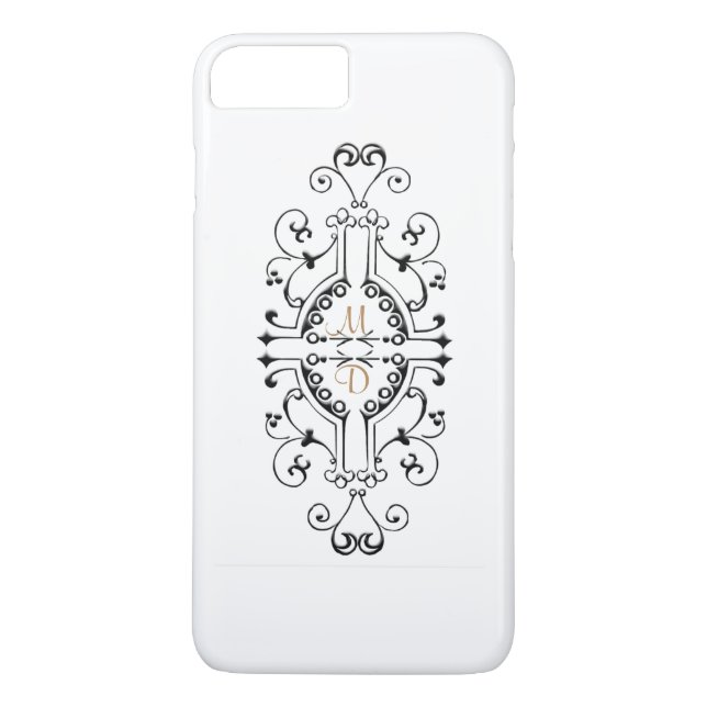 Coque iphone Monogramme noir et or (Dos)