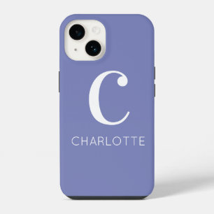 Coque Pour iPhone 14 Monogramme Nom Moderne Pervenche