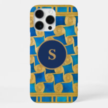 Monogramme personnalisé bleu or Égypte antique