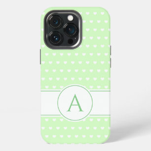 Etui iPhone 13 Pro Monogramme Personnalisé Joli Vert Clair Et Blanc