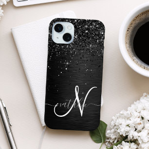 Monogramme personnalisé paillettes noires
