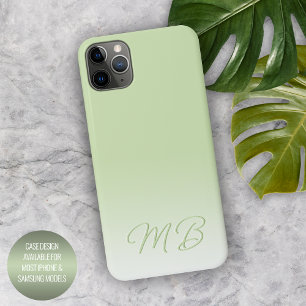 Coque iPhone 16 Pro Max Monogramme personnalisé simple élégant vert citron
