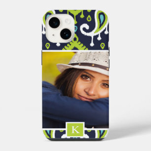 Coque Pour iPhone 14 Monogramme photo personnalisée de la marine et de