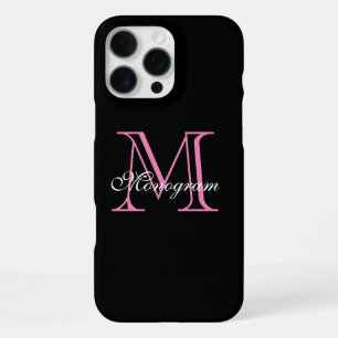 Coque iPhone 16 Pro Max Monogramme Rose Élégant