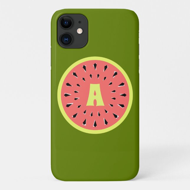 Coque iphone "Monogramme" rose pastèque (Dos)