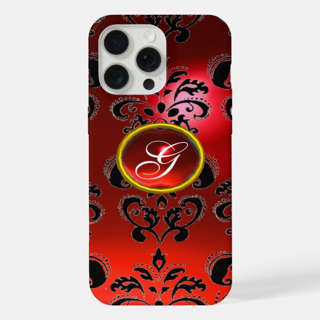 COQUE iPhone MONOGRAMME ROUGE NOIR DOMMASQUE RUBY GEMSTONE (Verso)