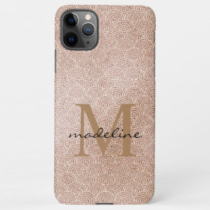 Coque iPhone 11Pro Max Monogramme tendance Rose or oriental élégant