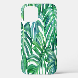 Coque iPhone 12 Monstera Feuilles : Aquarelle Motif Jungle.