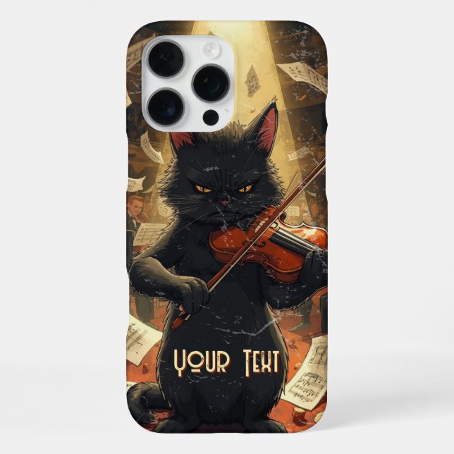 Coque iPhone Moody Black Cat Playing Violin Cool Violinist Gift (Verso)