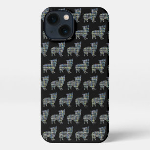 Etui iPhone 13 Morkie Chien Cute Silhouette Grille Noir