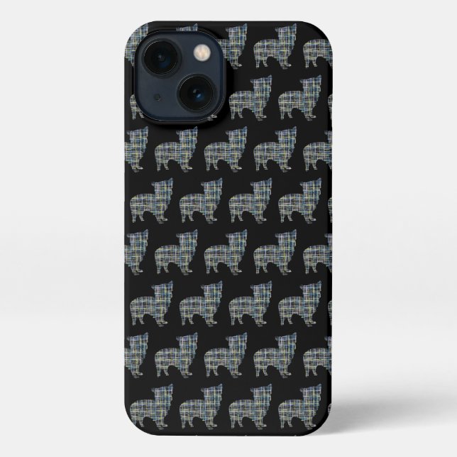 Coque iPhone Morkie Chien Cute Silhouette Grille Noir (Verso)