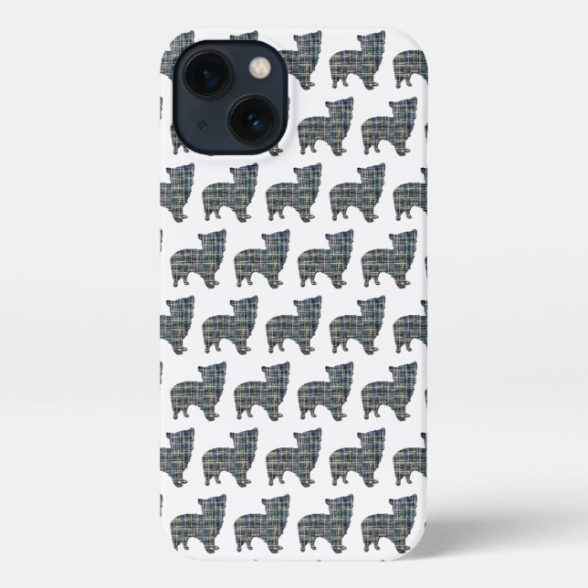 Coque iPhone Morkie Chien mignon Grille Silhouette Blanc (Verso)