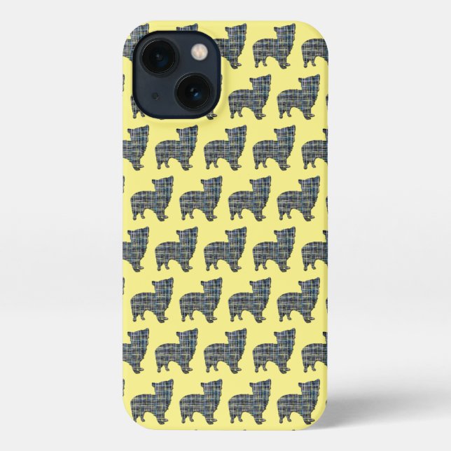 Coque iPhone Morkie Chien mignon Grille Silhouette Jaune (Verso)