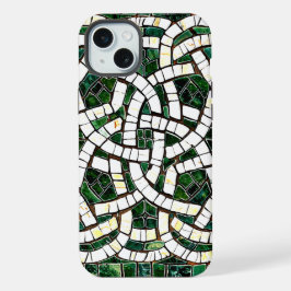 Mosaïque de pierre céleste verte et blanche