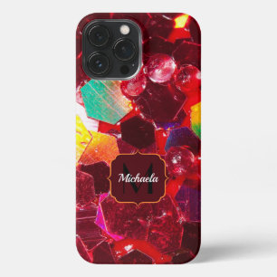 Etui iPhone 13 Pro Max Mosaïque rouge abstrait brillant parties scintilla