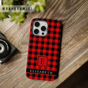 Motif à carreaux noir rouge vif personnalisable