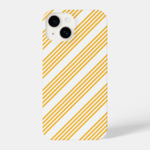 Coque Pour iPhone 14 Motif à cinq bandes jaune et blanc ensoleillé