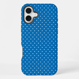 Coque iPhone 16 Plus Motif à pois bleu sur fond uni