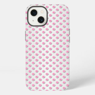 Etui iPhone 13 Motif à pois rose et blanc argenté