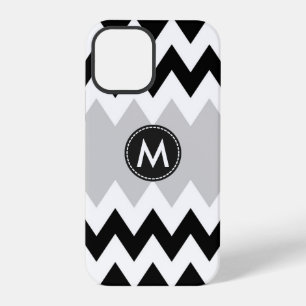 Coque iPhone 12 Pro Motif à rayures chevron noir et blanc