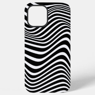 Coque iPhone 12 Pro Max Motif abstrait avec des lignes ondulées noires et 
