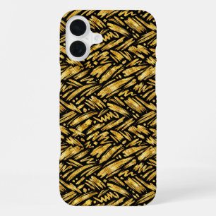 Coque iPhone 16 Plus Motif abstrait de feuille d'or