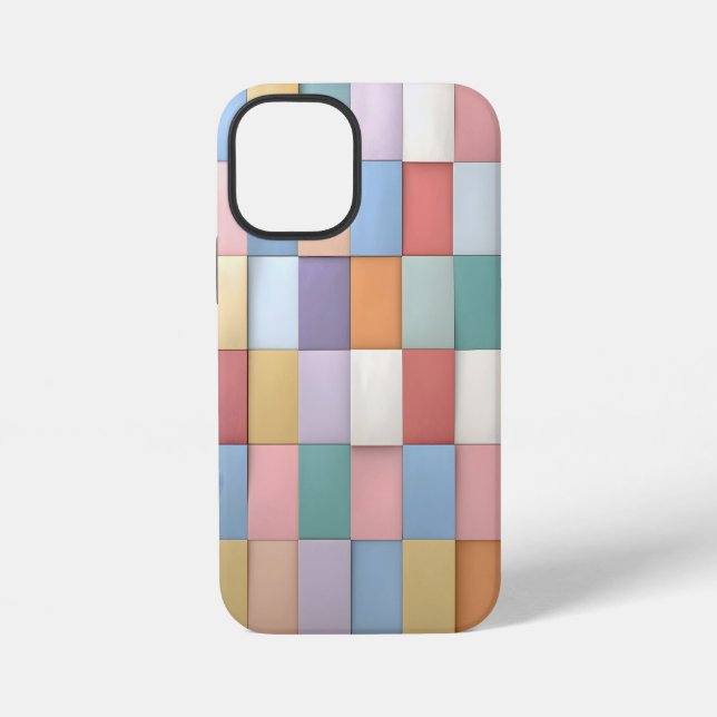 Coque iPhone Motif Abstrait en carreaux Pastel (Verso)