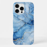 Motif aquarelle de marbre bleu avec veines dorées