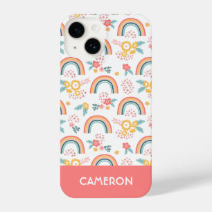 Coque Pour iPhone 14 Motif arc-en-ciel fleuri coloré